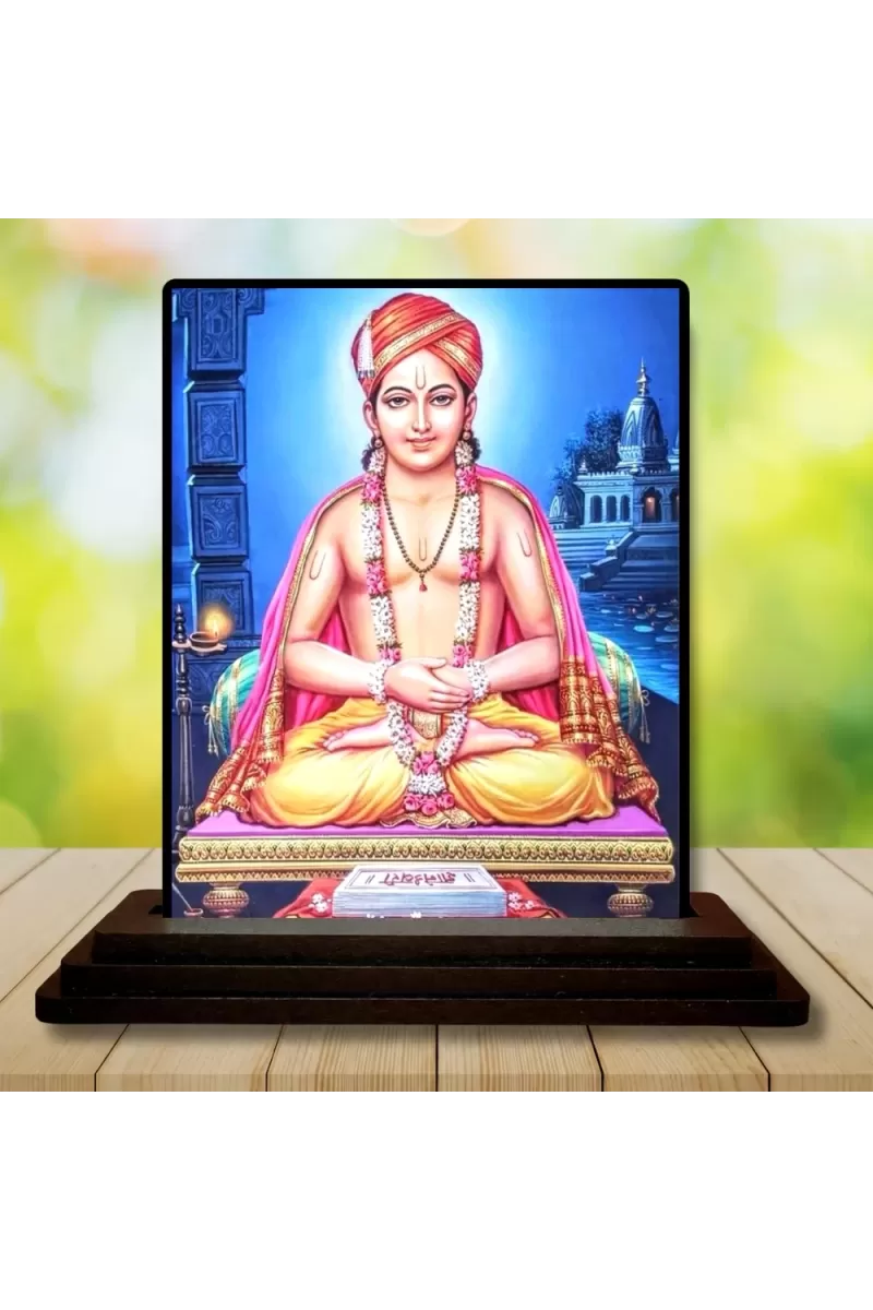 Car Dashboard Shree Ramkrishna Wooden Photo Stand  3x4 Inches, Compact & Stylish Spiritual Display For Car, Home & Office (Pack Of 1) (F48705)