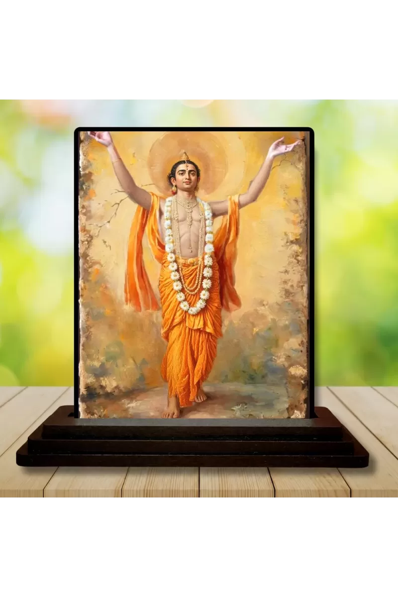 Car Dashboard Shree Krishna Wooden Photo Stand  3x4 Inches, Compact & Stylish Spiritual Display For Car, Home & Office (Pack Of 1) (F48707)