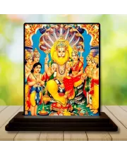 Car Dashboard Narasimha Wooden Photo Stand  3x4 Inches, Compact & Stylish Spiritual Display For Car, Home & Office (Pack Of 1) (F48711)