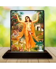 Car Dashboard Shree Krishna Wooden Photo Stand  3x4 Inches, Compact & Stylish Spiritual Display For Car, Home & Office (Pack Of 1) (F48712)