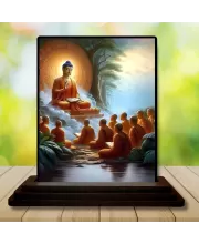 Car Dashboard Gautama Buddha Wooden Photo Stand  3x4 Inches, Compact & Stylish Spiritual Display For Car, Home & Office (Pack Of 1) (F48714)