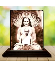 Car Dashboard Mahaabtar Babaji And Lahiri Mahasaya Wooden Photo Stand  3x4 Inches, Compact & Stylish Spiritual Display For Car, Home & Office (Pack Of 1) (F48715)