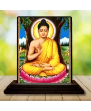 Car Dashboard Gautama Buddha Wooden Photo Stand  3x4 Inches, Compact & Stylish Spiritual Display For Car, Home & Office (Pack Of 1) (F48716)