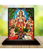 Car Dashboard Lord Vishnu Wooden Photo Stand  3x4 Inches, Compact & Stylish Spiritual Display For Car, Home & Office (Pack Of 1) (F48717)