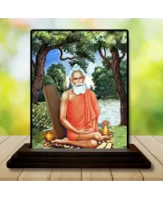 Car Dashboard Maharishi Mahesh Yogi Wooden Photo Stand  3x4 Inches, Compact & Stylish Spiritual Display For Car, Home & Office (Pack Of 1) (F48718)