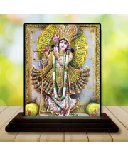 Car Dashboard Shree Krishna Wooden Photo Stand  3x4 Inches, Compact & Stylish Spiritual Display For Car, Home & Office (Pack Of 1) (F48720)