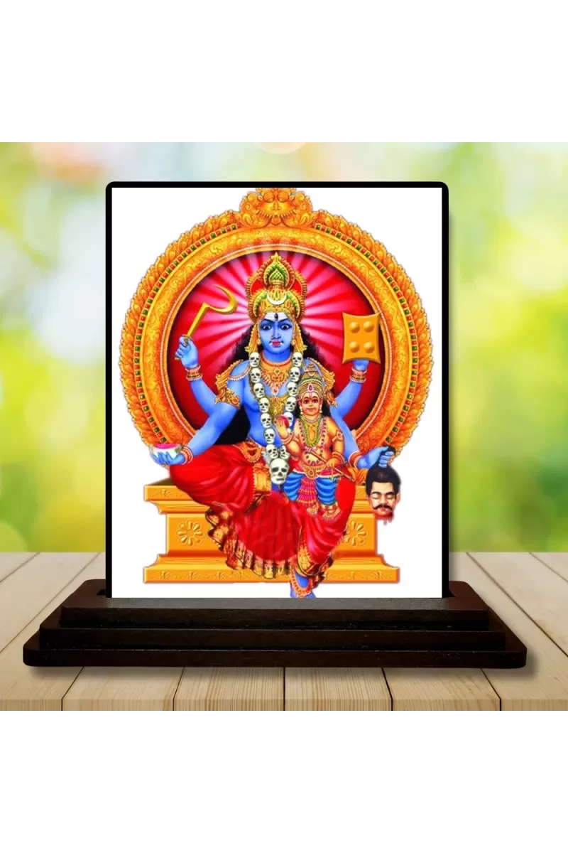 Car Dashboard Goddess Kali Wooden Photo Stand  3x4 Inches, Compact & Stylish Spiritual Display For Car, Home & Office (Pack Of 1) (F48722)