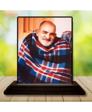 Car Dashboard Neem Karoli Baba Wooden Photo Stand  3x4 Inches, Compact & Stylish Spiritual Display For Car, Home & Office (Pack Of 1) (F48723)