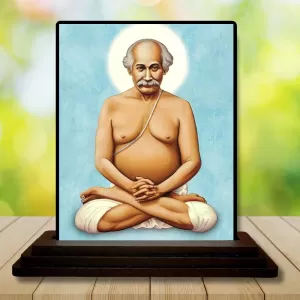 Car Dashboard Shree Ramkrishna Wooden Photo Stand  3x4 Inches, Compact & Stylish Spiritual Display For Car, Home & Office (Pack Of 1) (F48724)