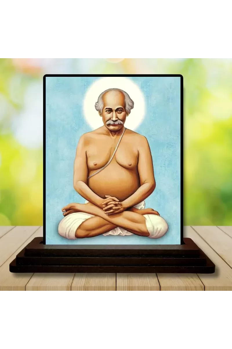 Car Dashboard Shree Ramkrishna Wooden Photo Stand  3x4 Inches, Compact & Stylish Spiritual Display For Car, Home & Office (Pack Of 1) (F48724)