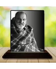 Car Dashboard Neem Karoli Baba Wooden Photo Stand  3x4 Inches, Compact & Stylish Spiritual Display For Car, Home & Office (Pack Of 1) (F48725)