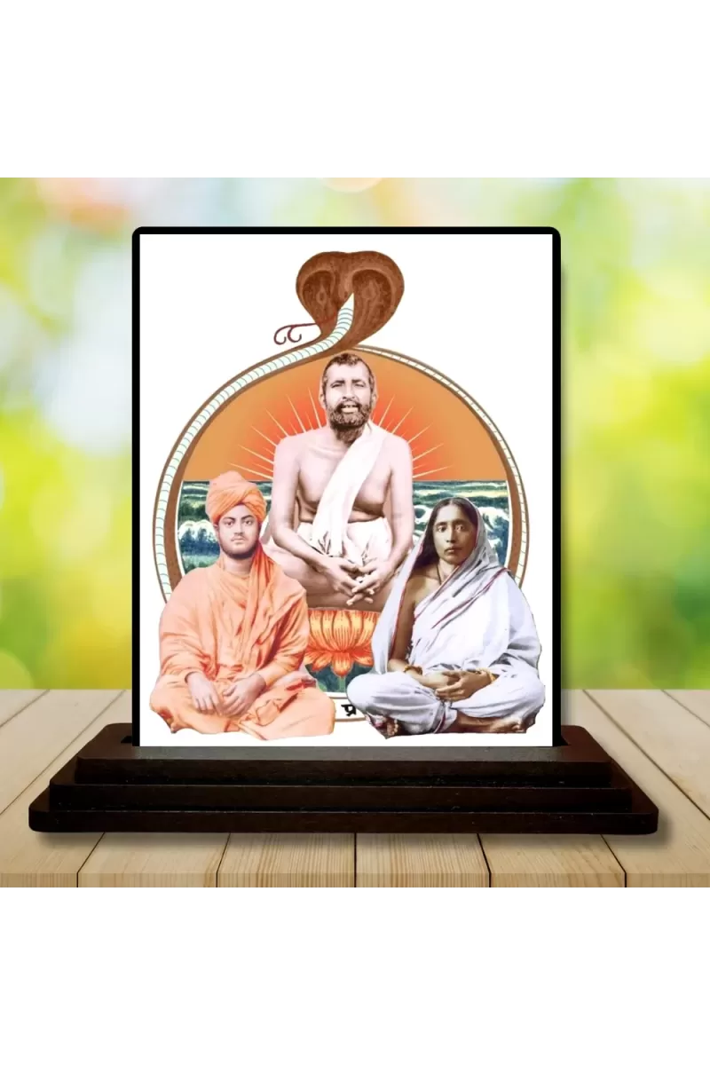 Car Dashboard Shree Ramkrishna Wooden Photo Stand  3x4 Inches, Compact & Stylish Spiritual Display For Car, Home & Office (Pack Of 1) (F48726)