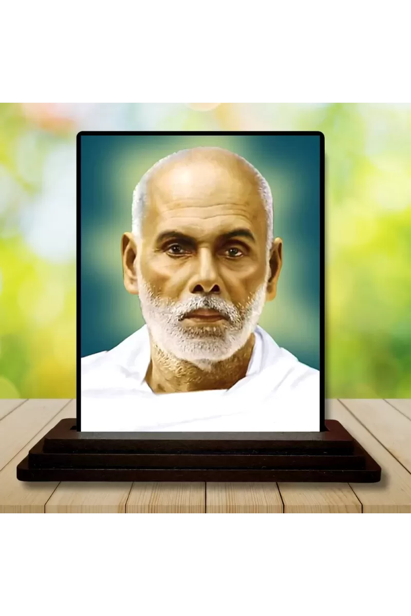 Car Dashboard Narayana Guru Wooden Photo Stand  3x4 Inches, Compact & Stylish Spiritual Display For Car, Home & Office (Pack Of 1) (F48727)