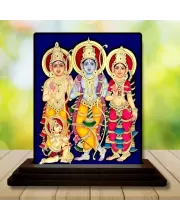 Car Dashboard Lord Lord Rama Parivar Wooden Photo Stand  3x4 Inches, Compact & Stylish Spiritual Display For Car, Home & Office (Pack Of 1) (F48728)