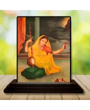 Car Dashboard Shree Radha Wooden Photo Stand  3x4 Inches, Compact & Stylish Spiritual Display For Car, Home & Office (Pack Of 1) (F48729)