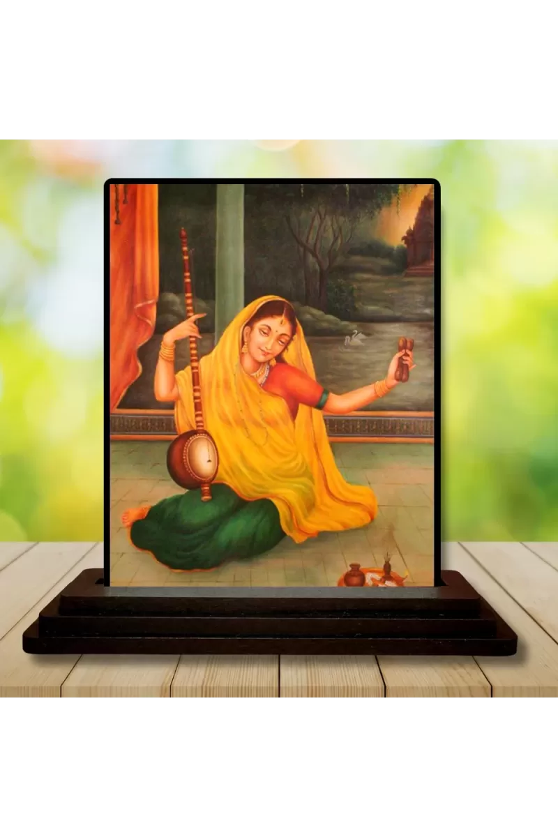 Car Dashboard Shree Radha Wooden Photo Stand  3x4 Inches, Compact & Stylish Spiritual Display For Car, Home & Office (Pack Of 1) (F48729)