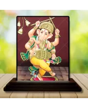 Car Dashboard Lord Ganesha Wooden Photo Stand  3x4 Inches, Compact & Stylish Spiritual Display For Car, Home & Office (Pack Of 1) (F48730)