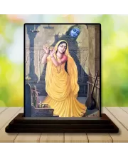 Car Dashboard Shree Radha Wooden Photo Stand  3x4 Inches, Compact & Stylish Spiritual Display For Car, Home & Office (Pack Of 1) (F48731)