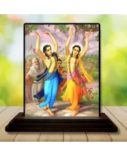 Car Dashboard Shree Chaitannya Wooden Photo Stand  3x4 Inches, Compact & Stylish Spiritual Display For Car, Home & Office (Pack Of 1) (F48734)