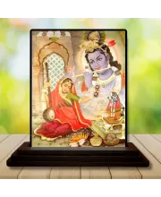 Car Dashboard Shree Krishna Wooden Photo Stand  3x4 Inches, Compact & Stylish Spiritual Display For Car, Home & Office (Pack Of 1) (F48735)