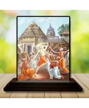 Car Dashboard Lord Shree Krishna Wooden Photo Stand  3x4 Inches, Compact & Stylish Spiritual Display For Car, Home & Office (Pack Of 1) (F48736)