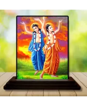 Car Dashboard Shree Chaitannya Wooden Photo Stand  3x4 Inches, Compact & Stylish Spiritual Display For Car, Home & Office (Pack Of 1) (F48738)