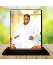 Car Dashboard Mata Amritanandamayi Wooden Photo Stand  3x4 Inches, Compact & Stylish Spiritual Display For Car, Home & Office (Pack Of 1) (F48739)