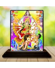 Car Dashboard Goddess Durga Wooden Photo Stand  3x4 Inches, Compact & Stylish Spiritual Display For Car, Home & Office (Pack Of 1) (F48740)