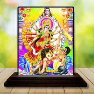 Car Dashboard Goddess Durga Wooden Photo Stand 3x4 Inches, Compact & Stylish Spiritual Display For Car, Home & Office (Pack Of 1) (F48740) Car Dashboard Goddess Durga Wooden Photo Stand 3x4 Inches, Compact & Stylish Spiritual Display For Car, Home & Office (Pack Of 1) (F48740)
