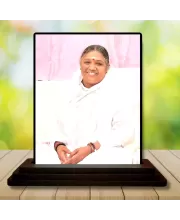 Car Dashboard Mata Amritanandamayi Wooden Photo Stand  3x4 Inches, Compact & Stylish Spiritual Display For Car, Home & Office (Pack Of 1) (F48741)