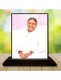 Car Dashboard Mata Amritanandamayi Wooden Photo Stand  3x4 Inches, Compact & Stylish Spiritual Display For Car, Home & Office (Pack Of 1) (F48741)