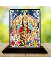 Car Dashboard Goddess Durga Wooden Photo Stand  3x4 Inches, Compact & Stylish Spiritual Display For Car, Home & Office (Pack Of 1) (F48742)