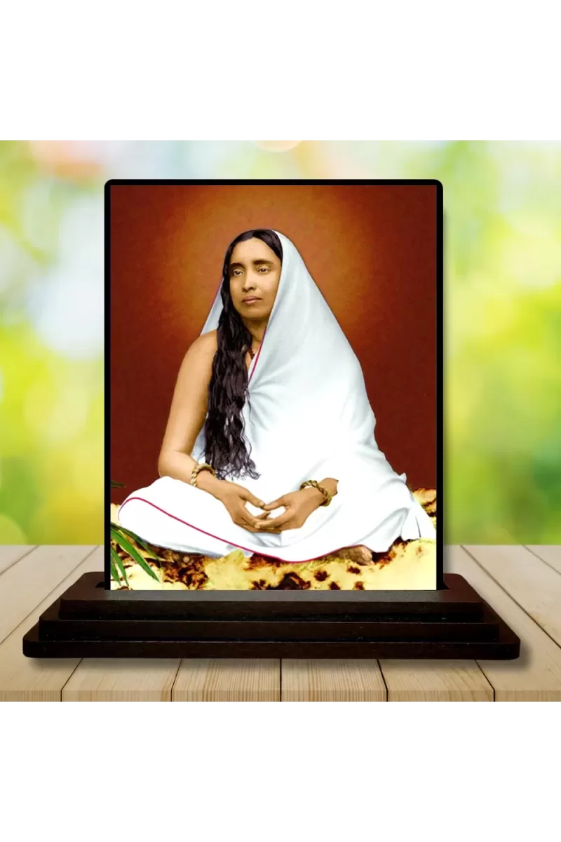 Car Dashboard Maa Sarada Wooden Photo Stand  3x4 Inches, Compact & Stylish Spiritual Display For Car, Home & Office (Pack Of 1) (F48743)