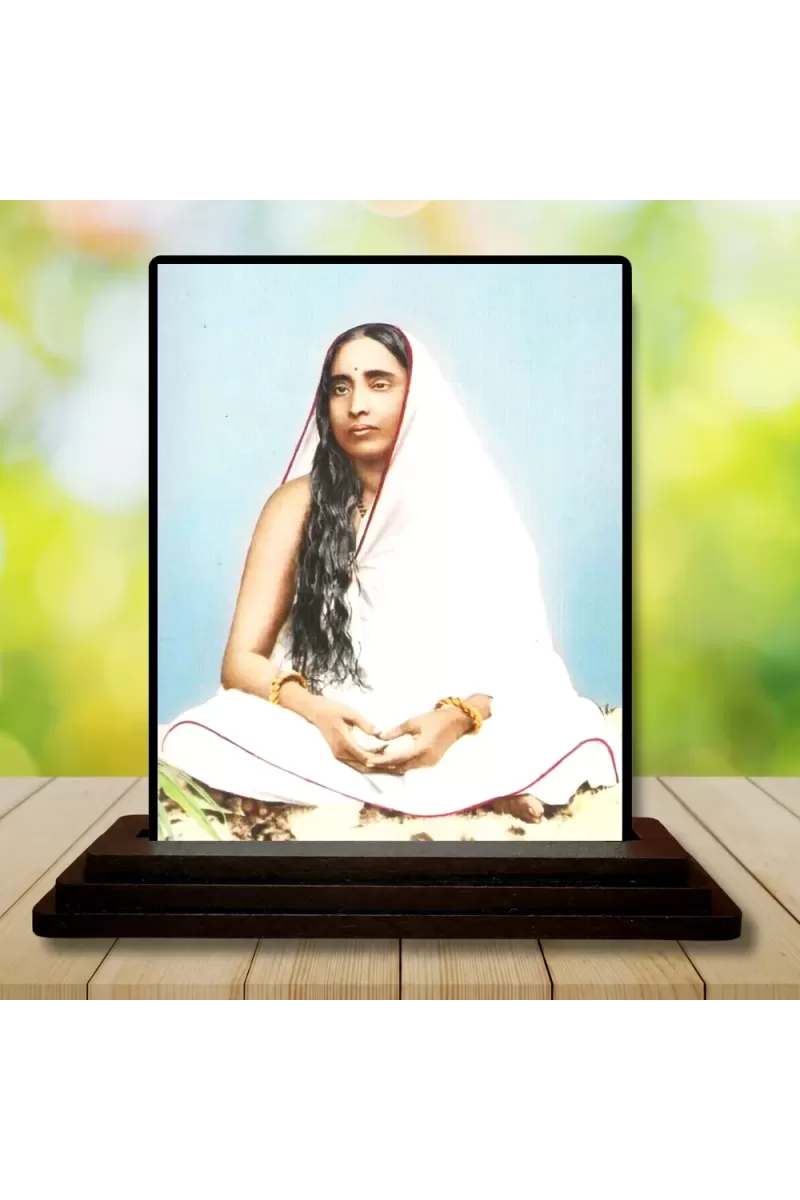 Car Dashboard Maa Sarada Wooden Photo Stand  3x4 Inches, Compact & Stylish Spiritual Display For Car, Home & Office (Pack Of 1) (F48745)