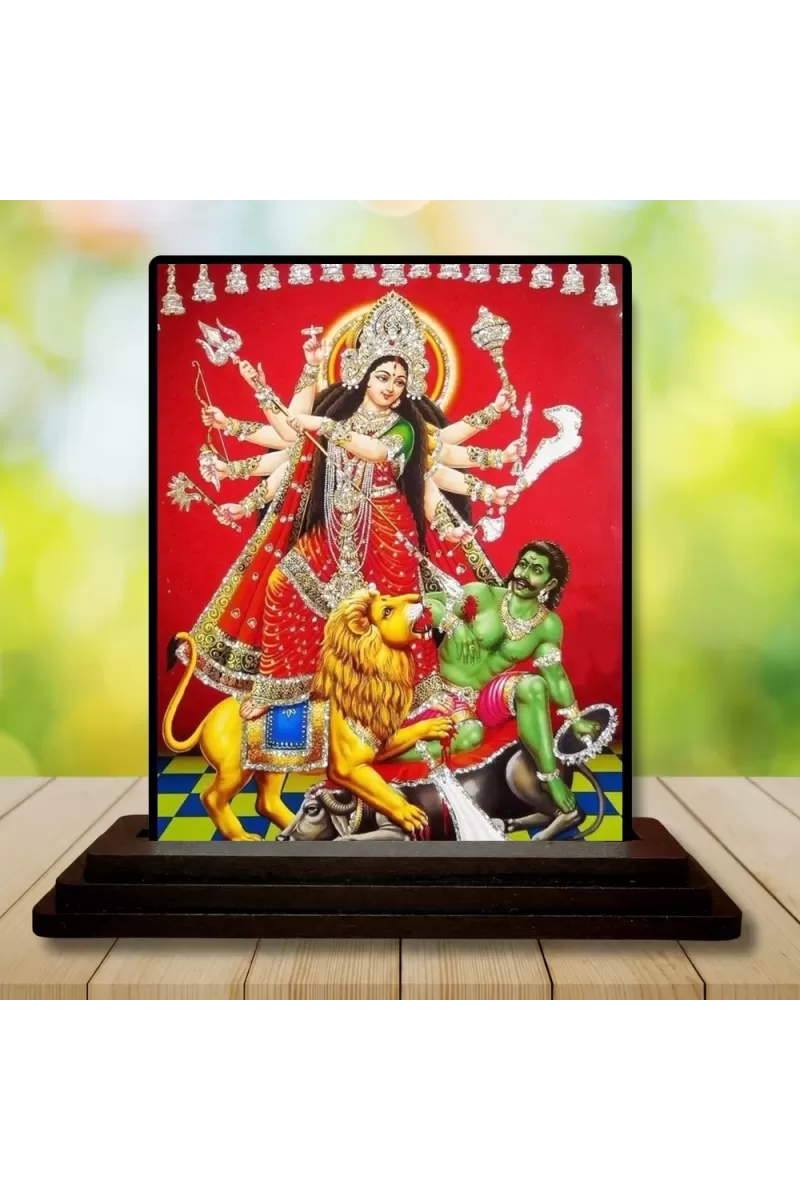 Car Dashboard Goddess Kali Wooden Photo Stand  3x4 Inches, Compact & Stylish Spiritual Display For Car, Home & Office (Pack Of 1) (F48749)