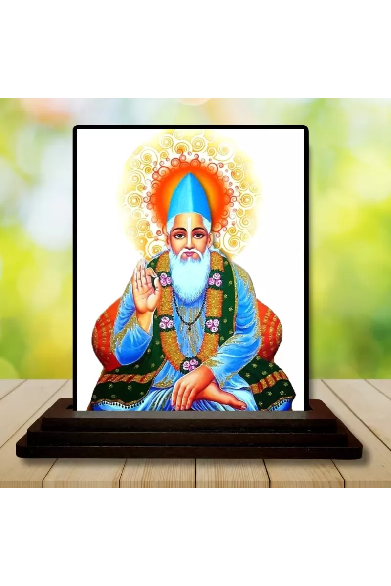 Car Dashboard Guru Nanak Wooden Photo Stand  3x4 Inches, Compact & Stylish Spiritual Display For Car, Home & Office (Pack Of 1) (F48750)