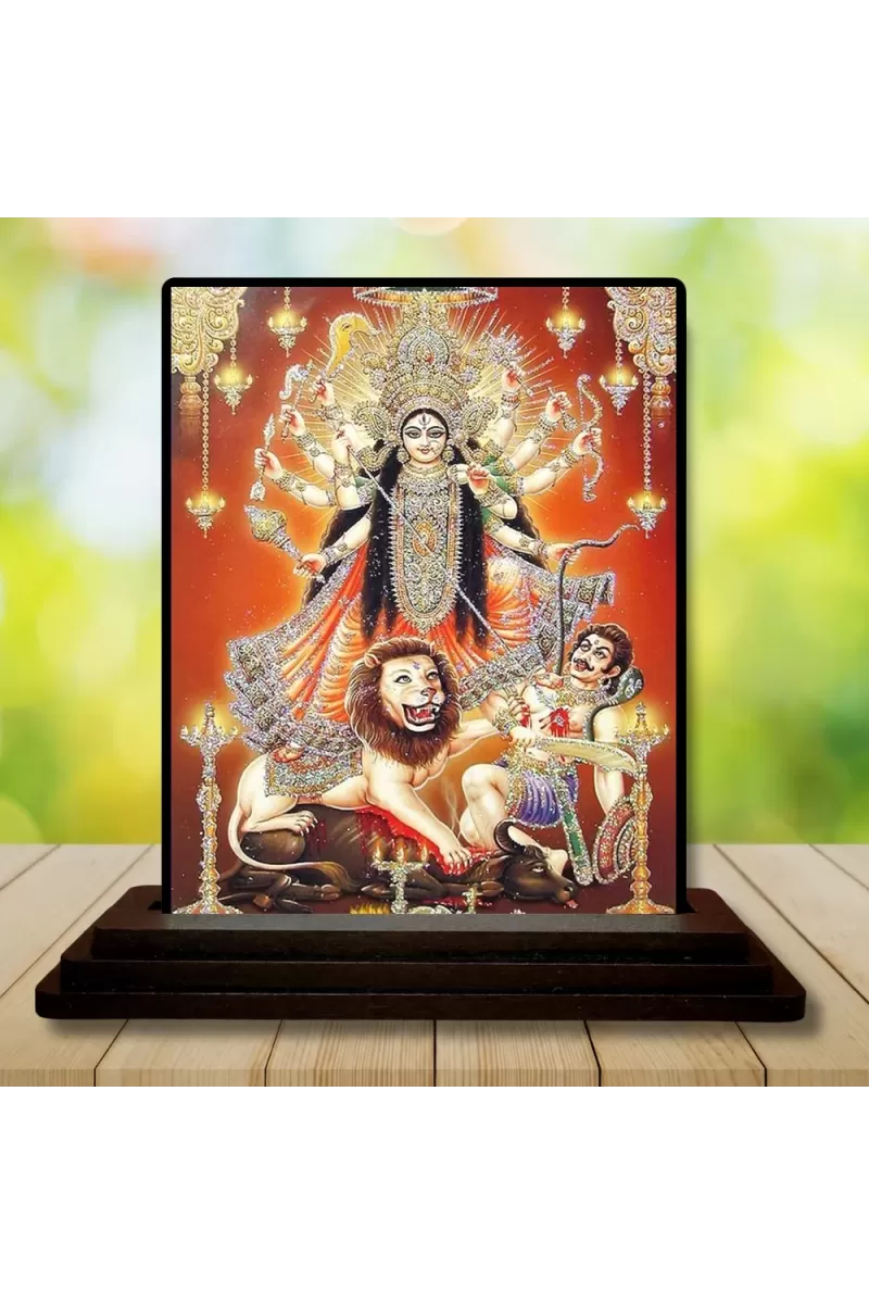Car Dashboard Goddess Kali Wooden Photo Stand  3x4 Inches, Compact & Stylish Spiritual Display For Car, Home & Office (Pack Of 1) (F48753)