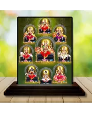 Car Dashboard NavGoddess Durga Wooden Photo Stand  3x4 Inches, Compact & Stylish Spiritual Display For Car, Home & Office (Pack Of 1) (F48755)
