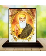 Car Dashboard Guru Nanak Wooden Photo Stand  3x4 Inches, Compact & Stylish Spiritual Display For Car, Home & Office (Pack Of 1) (F48756)