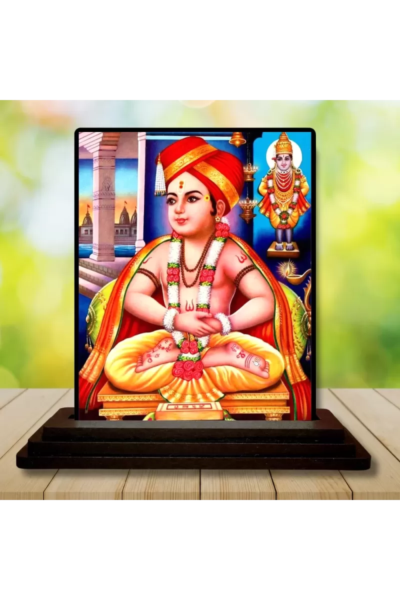 Car Dashboard Shirdi Sai Baba Wooden Photo Stand  3x4 Inches, Compact & Stylish Spiritual Display For Car, Home & Office (Pack Of 1) (F48761)