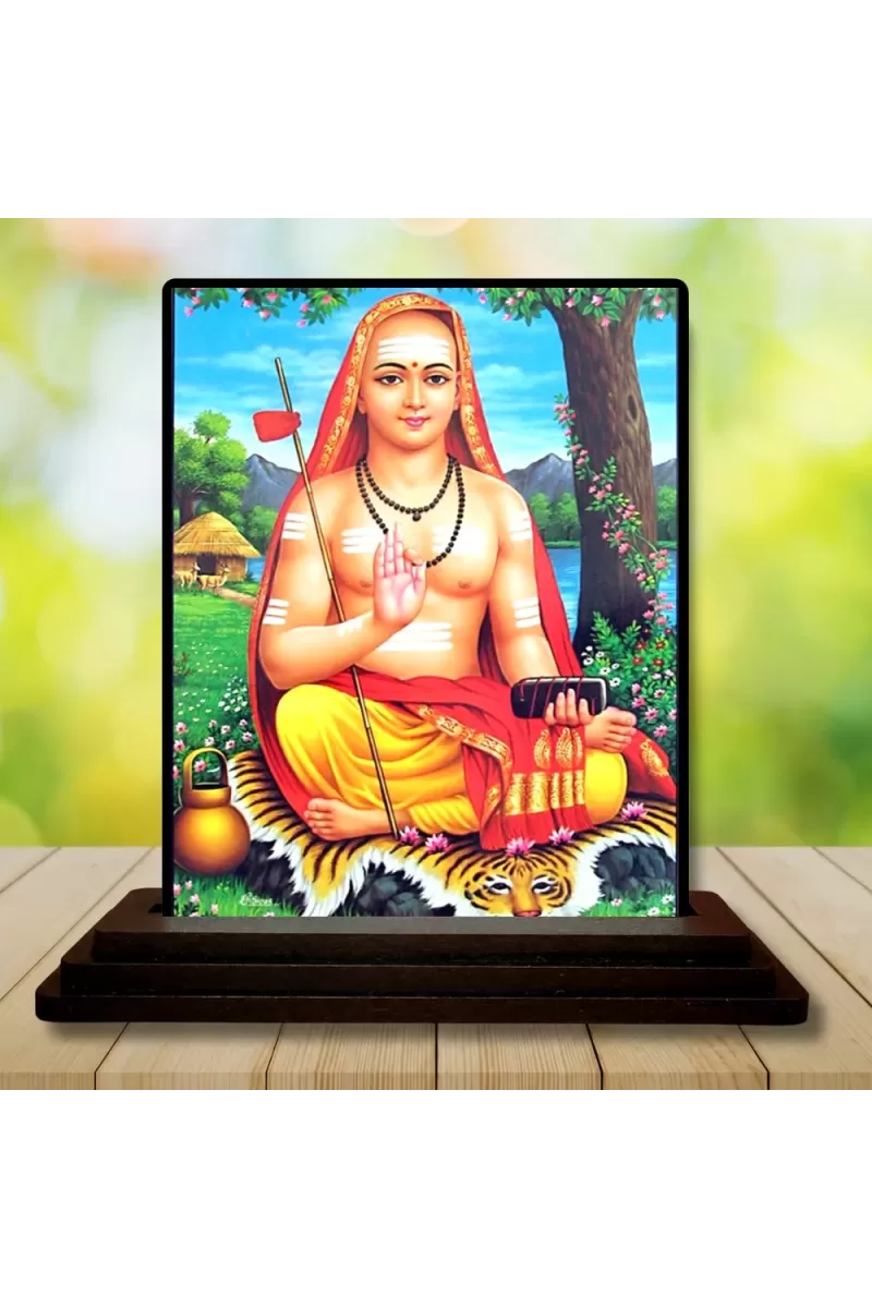 Car Dashboard Adi Shankaracharya Wooden Photo Stand  3x4 Inches, Compact & Stylish Spiritual Display For Car, Home & Office (Pack Of 1) (F48762)