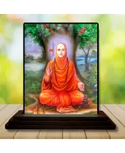 Car Dashboard Adi Shankaracharya Wooden Photo Stand  3x4 Inches, Compact & Stylish Spiritual Display For Car, Home & Office (Pack Of 1) (F48763)