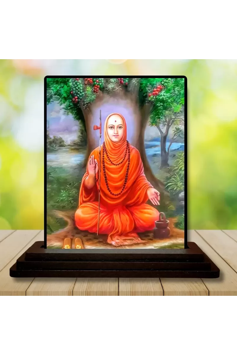Car Dashboard Adi Shankaracharya Wooden Photo Stand  3x4 Inches, Compact & Stylish Spiritual Display For Car, Home & Office (Pack Of 1) (F48763)