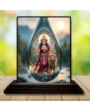 Car Dashboard Durga Wooden Photo Stand  3x4 Inches, Compact & Stylish Spiritual Display For Car, Home & Office (Pack Of 1) (F48765)