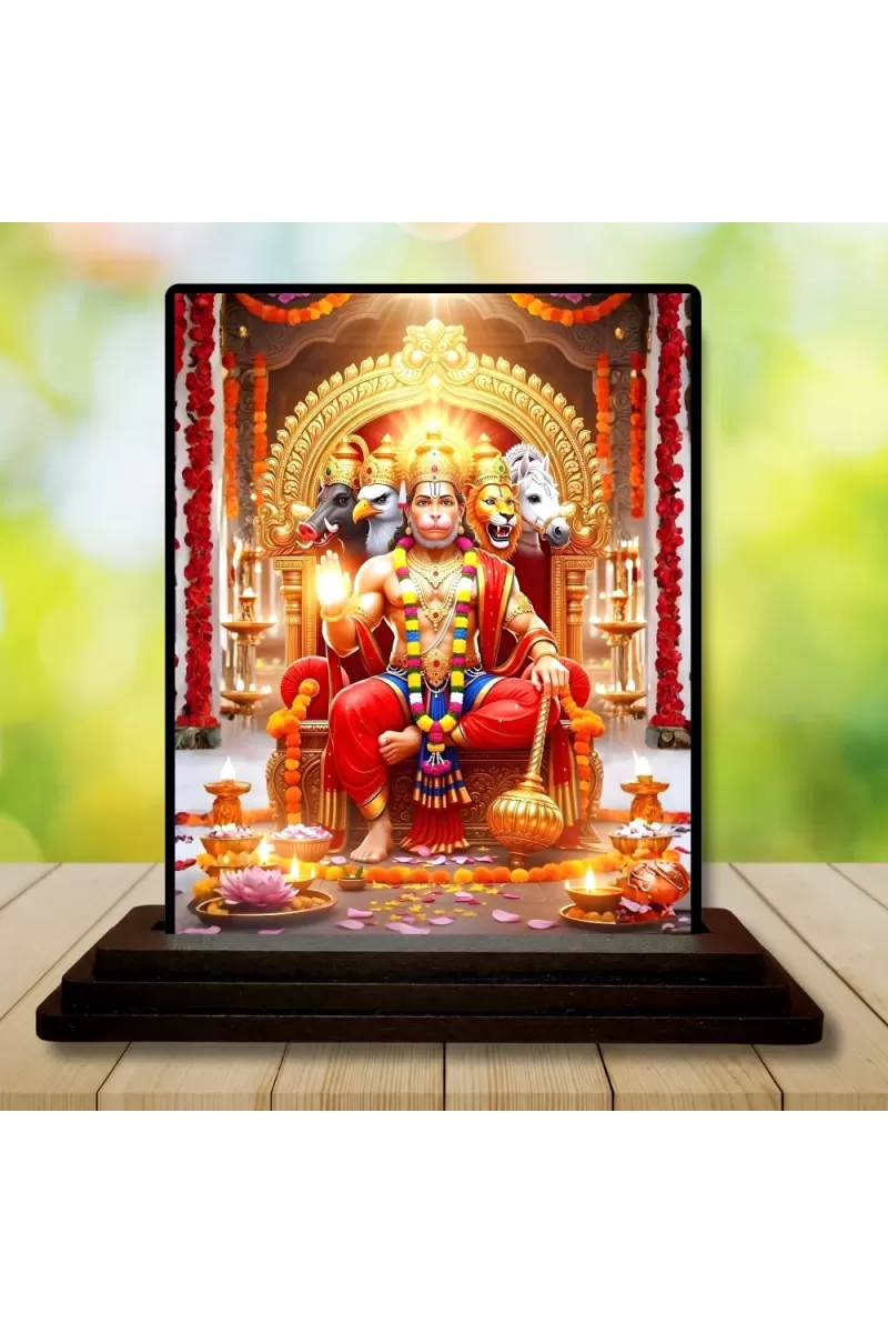 Car Dashboard Hanuman Wooden Photo Stand  3x4 Inches, Compact & Stylish Spiritual Display For Car, Home & Office (Pack Of 1) (F48766)