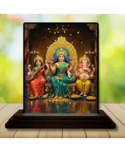 Car Dashboard Lord Ganesha Wooden Photo Stand  3x4 Inches, Compact & Stylish Spiritual Display For Car, Home & Office (Pack Of 1) (F48767)