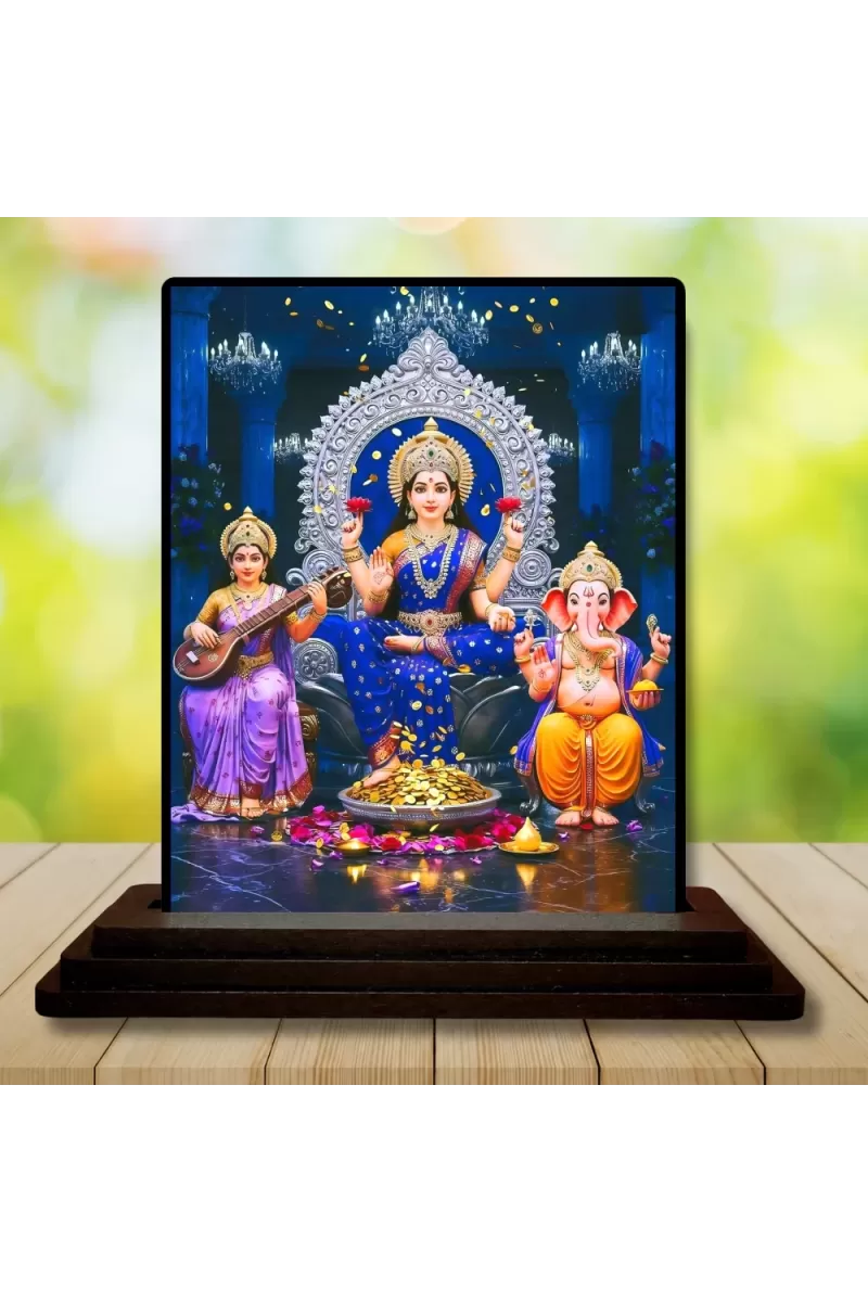 Car Dashboard Lord Ganesha Wooden Photo Stand  3x4 Inches, Compact & Stylish Spiritual Display For Car, Home & Office (Pack Of 1) (F48770)
