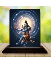 Car Dashboard Shiva Wooden Photo Stand  3x4 Inches, Compact & Stylish Spiritual Display For Car, Home & Office (Pack Of 1) (F48772)