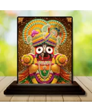 Car Dashboard Lord Jagannatha Wooden Photo Stand  3x4 Inches, Compact & Stylish Spiritual Display For Car, Home & Office (Pack Of 1) (F48773)