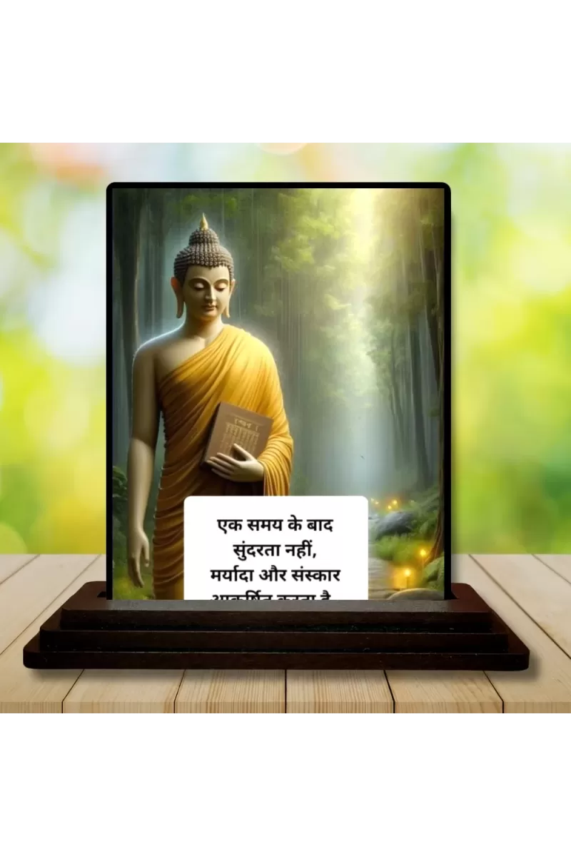 Car Dashboard Gautama Buddha Wooden Photo Stand  3x4 Inches, Compact & Stylish Spiritual Display For Car, Home & Office (Pack Of 1) (F48775)
